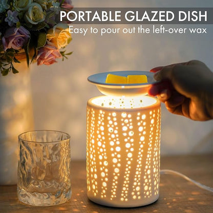 PALANCHY Electric Wax Melt Warmer for Scented Wax or Oil Ceramic Wax Warmer | Wax Melt Light Starry Night Pattern, 2 Bulbs Included 25W. Oil Burner Sized For Bedroom, Office & Living Room. Gift Boxed