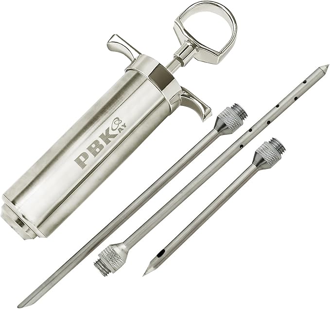 Heavy Duty Meat Injector 304 Stainless Steel - Seasoning Injector - Marinade Injector Syringe Includes 3 Needles - 2 oz Barrel - Dishwasher Safe [New and Improved 2025]