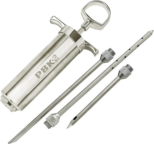 Heavy Duty Meat Injector 304 Stainless Steel - Seasoning Injector - Marinade Injector Syringe Includes 3 Needles - 2 oz Barrel - Dishwasher Safe [New and Improved 2025]
