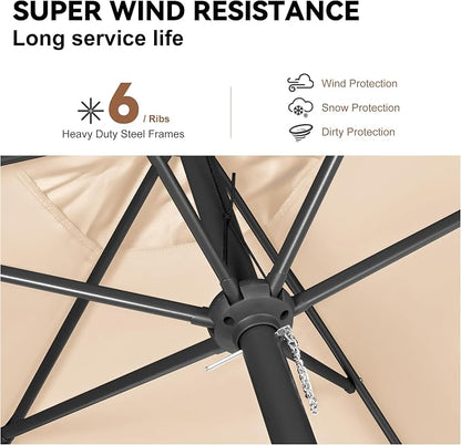 10 ft Patio Umbrella Outdoor with Push Button Tilt, Beige | UV Protection, Waterproof, Large Porch Deck Umbrella for Pool, Table, Garden, Backyard, Provides Shade