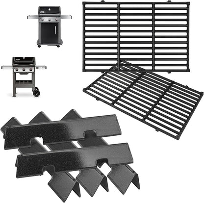 Spirit Grill Parts for Weber GS4 Spirit II/I 300 SER E310 E320 S320 Replacement for Weber GS4 Spirit 2 Accessories Flavorizer Bars 7636 67046 3400302&Webber Grill Grates 7638 7860 7856 Matte Cast Iron