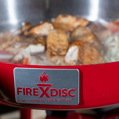 FIREDISC 215 Limited Edition Ultra Portable Tabletop Propane Cooker in Fireman Red TCGFD215R, 16.5-in. Plow Disc Camping Stove is an Ideal Portable Stove, Tailgate Grill, or Propane Outdoor Cooking