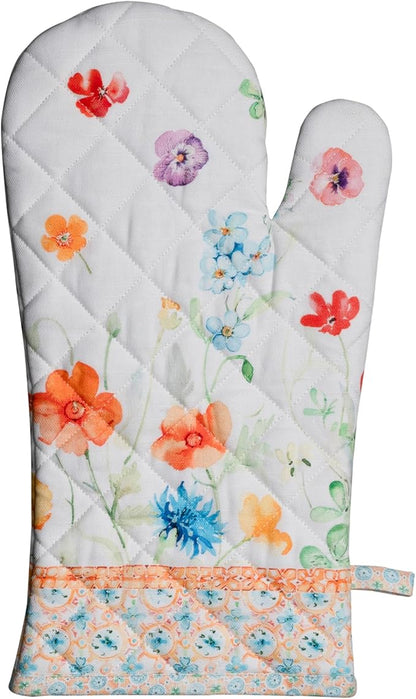 Maison d'Hermine Oven Gloves 100% Cotton Oven Mitt 7" x 13" with Loop Heat Resistant BBQ Cooking Gloves Baking Grilling Kitchen Hotel Home Farmhouse Spring Summer (Pack of 1, Summer Whisper)