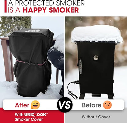 Unicook Electric Smoker Cover 40 Inch, Heavy Duty Waterproof Vertical BBQ Smoker Grill Cover for Masterbuilt, All Weather Resistant, 28" W x 22" D x 39" H