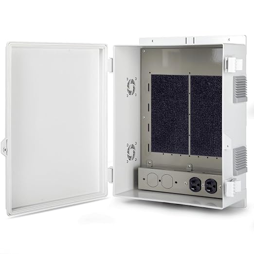 Namunanee Outdoor Electrical Junction Box with High Power Outlet, 16" H* 12" L* 5.9" W, ABS Water Resistant Enclosure with Internal Mounting Panel & Hinged Cover.