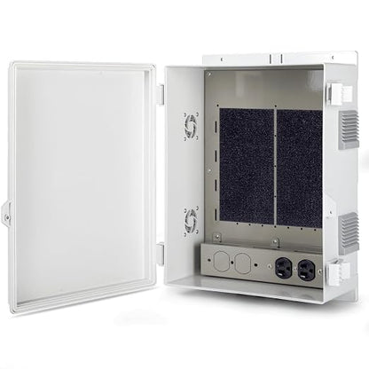 Namunanee Outdoor Electrical Junction Box with High Power Outlet, 16" H* 12" L* 5.9" W, ABS Water Resistant Enclosure with Internal Mounting Panel & Hinged Cover.