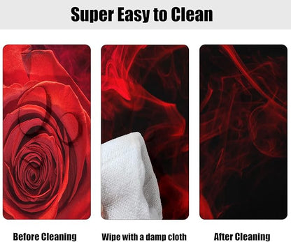 Day Polyester Tablecloth, Red Rose Pattern Elastic Edged Spill Proof Cover, Great Home Kitchen/Parties/Holiday Dinner, Red Rose Oval Fitted Tablecloths, Fits Tables up to 42'' W x 60'' L