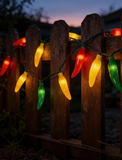 13.6Ft Multicolor Chili Pepper String Lights, 35 LED Red Green Yellow Jalapeno Lights, Plug-in Decorative Lights, Waterproof for Cinco de Mayo, Mexican Fiesta, Home Patio Party Christmas Tree Decor