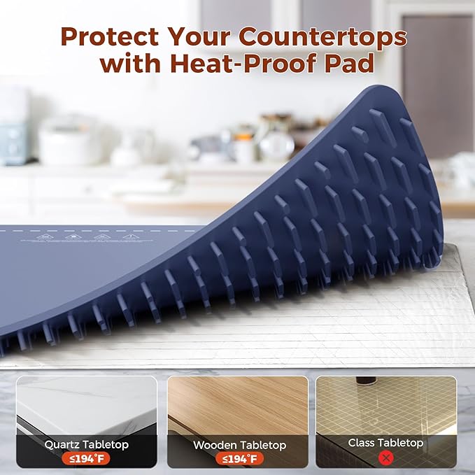 Newise Graphene Warming Mat for Food - Fast Full Surface Heating Electric Warming Tray, Portable Food Warmer for Parties Buffet with 6 Temperature and Timer Settings, Blue