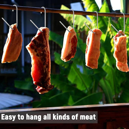 Teenyyou 6pcs Pit Barrel Cooker Meat Hooks, Stainless Steel Smoker Hooks for Smoking, Drying, Butchering, BBQ, Grilling, Jerky