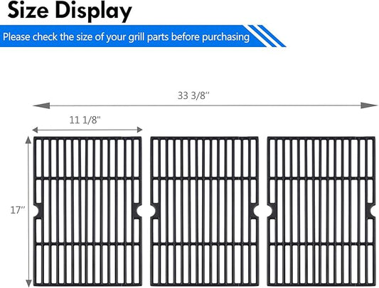 720-0896B Grill Grates for Nexgrill Replacement Parts 6 Burner 720-0896 720-0896X 730-0898 720-0896E 730-0896B 730-0896 730-0896E Deluxe Cast Iron Grids 17 Inch Cooking Grates BBQ Parts