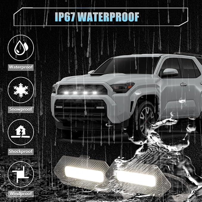 4 PCS Full LED Front Grille Lights for Toyo-ta 4runner 2025 TRD & TRD PRO & Trailhunter, White LED Grilles Clearance Light, 4Runner Accessories