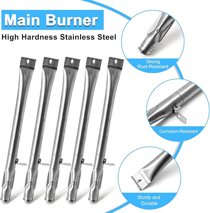 Replacement Parts for Nexgrill 720-0888S 720-0830X, 5 Pack Flame Tamer and Burners Replacement for Nexgrill 5 Burner 720-0888S Gas Grill