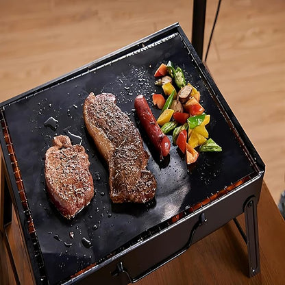 3-Pack Heavy Duty Non-Stick Grill Mats - Reusable BBQ Sheets for Gas, Charcoal & Electric Grills (Black)