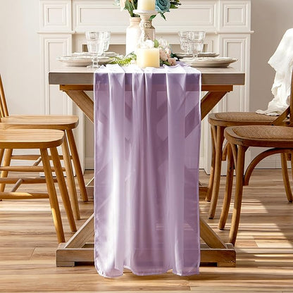 Purple Glitter Chiffon Table Runner 35x120 Inches 6 Pack for Christmas Home Dining Party Table Decor