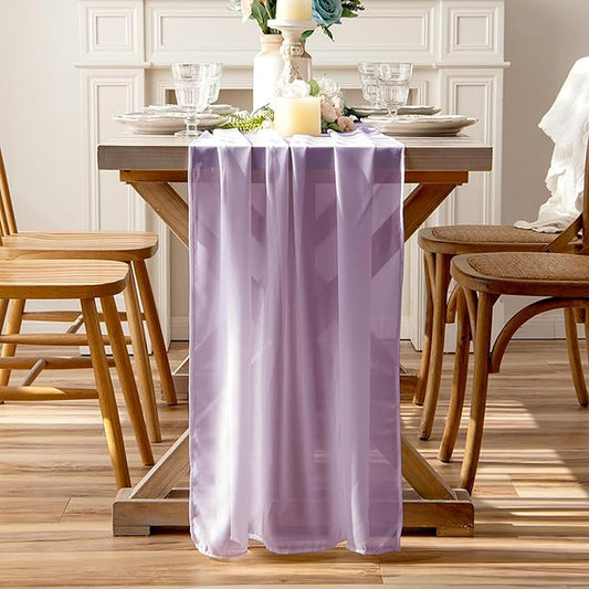 Purple Chiffon Table Runner 35x120 Inches 12 Pack Bulk for Wedding Graduation Party Bulk Table Decor