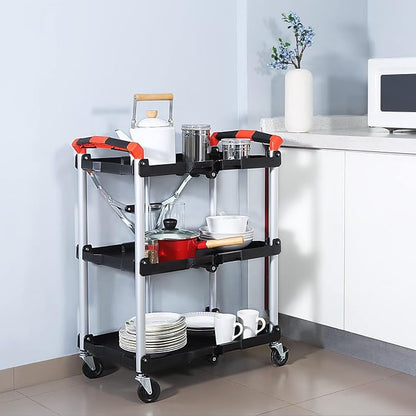 Olympia Tools 410-007 Pack-N-Roll 150 lbs Folding Collapsible Service Cart, Black/Red