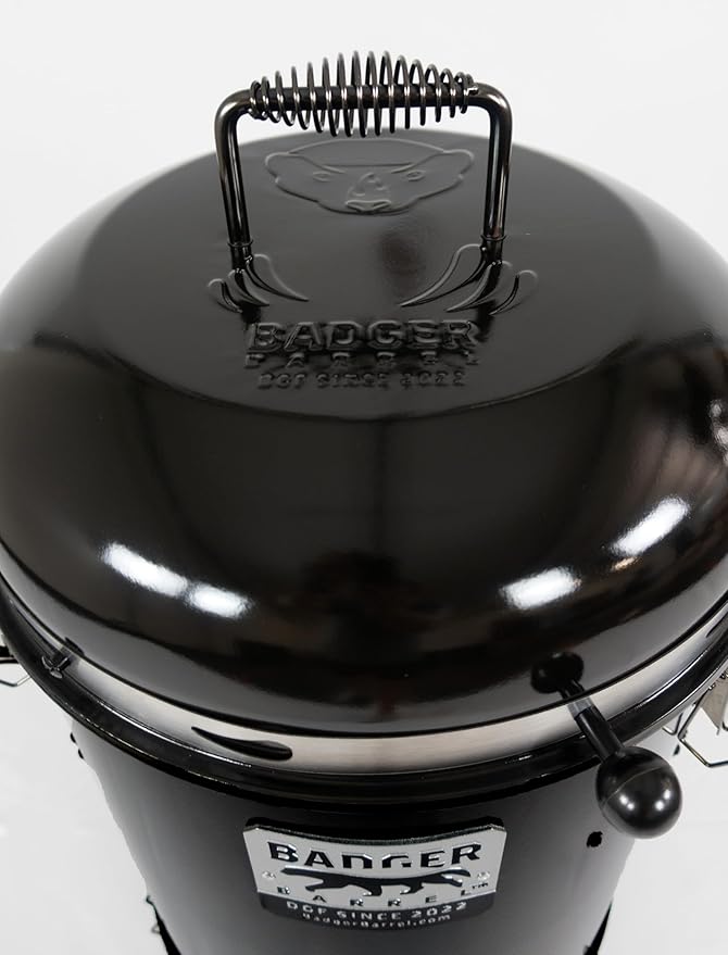 16.5-inch Badger Barrel Cooker | Charcoal Smoker | Hibachi Style Grill | Portable | Versatile