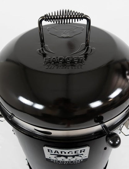 16.5-inch Badger Barrel Cooker | Charcoal Smoker | Hibachi Style Grill | Portable | Versatile