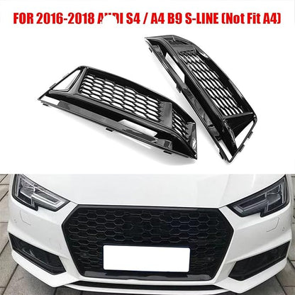 Fog Lamps Cover Front Fog Light Grill S4 A4 B9 SLine for Gloss Black Honeycomb Style
