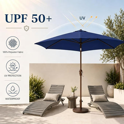 7.5ft Patio Umbrella, Outdoor Table Market Umbrella with Smooth Crank Lift, 6 Windproof Fiberglass Ribs, UPF50+ UV Protection for Deck, Pool, Garden and Backyard