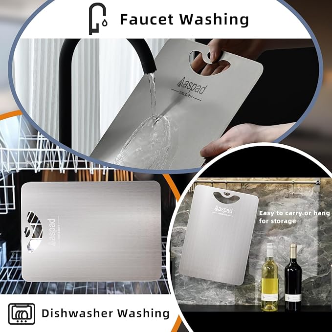 Pure Titanium Cutting Board Non-Toxic for Kitchen Washable Portable Lightweight Metal Chopping Board Dishwasher Safty Suit for Home Cooking and Outside Camping