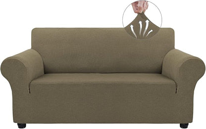 Asnomy Stretch Couch Covers Washable,loveseat Covers Slipcovers,Khaki | 1-Piece Sofa Cover(55"-78") loveseat cover Furniture Protector Soft Jacquard,Non-Slip Elastic Bottom for Dogs & Kids