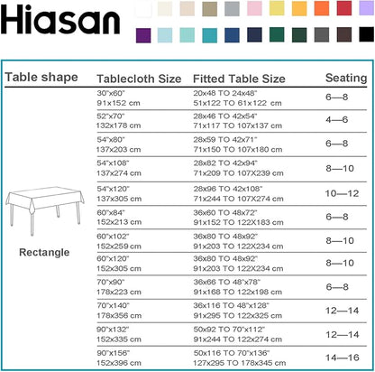 Hiasan 60 x 120 Inch Checkered Tablecloth Rectangle - Waterproof, Wrinkle Resistant and Washable Gingham Table Cloth for Outdoor Picnic, Kitchen and Holiday Dinner, Navy Blue and White