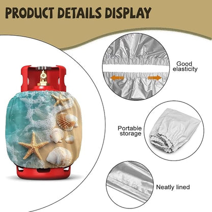 Propane Tank Covers 20lb Starfish Outdoor Heavy Duty Waterproof Windproof Blue Gas Tank Cylinder Cover with Elastic Brand Dress up Your Gas Grill, Fits Standard 20lb Cylinder