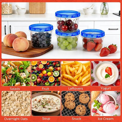 10 Pack 17oz Small Freezer Food Storage Containers with Twist Top Lids | BPA-Free Reusable Plastic Food Containers with Screw on Lids for Meal Prep, Soup, Snacks, Leftovers, Yogurt & Small Portions
