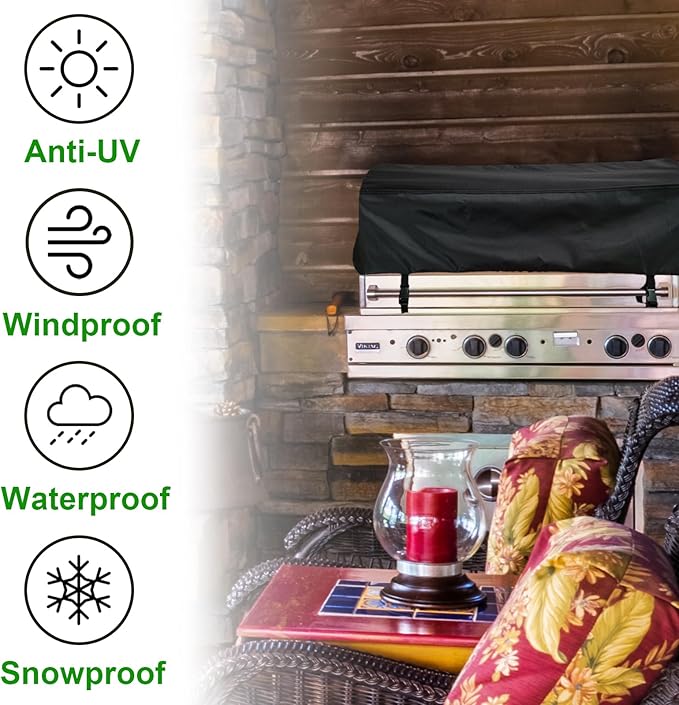 Built-in Grill Cover 37" Fits for Weber Summit Gas Grill S-460,Spire 30",Blaze 32",Hygrill 32",Bull 4 Burner,Brand-Man 30",Most 32"-37" Built in Grill,Island BBQ Grill Top Cover
