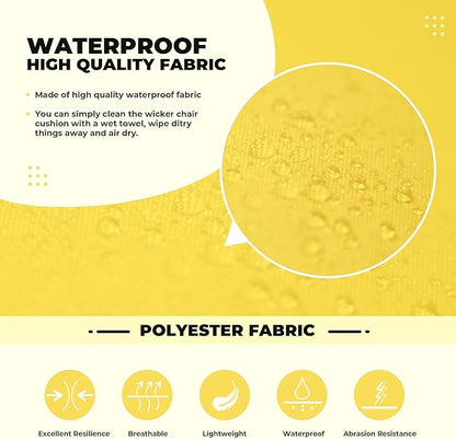 DANGHOOGY Wicker Chair Cushions, Waterproof Outdoor Loveseat Cushions for Patio Furniture, Tufted Wicker Furniture Cushions, 1 Loveseat and 2 U-Shaped Cushions, Yellow