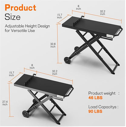 veralune Foldable BBQ Grill Cart with Wheels, Portable and Durable Collapsible Outdoor Table for Gas Grills, Perfect for Camping, Tailgating, Picnics, and Outdoor Cooking
