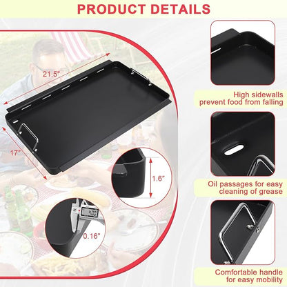 Full Size Griddle Insert for Charbroil Commercial TUR-Infrared Gas Grills | Fits Charbroil 463242515 463242516 463367016 463246018 3-Burner Grill Parts 4mm Carbon Steel Flat Top Griddle Plate rustproof