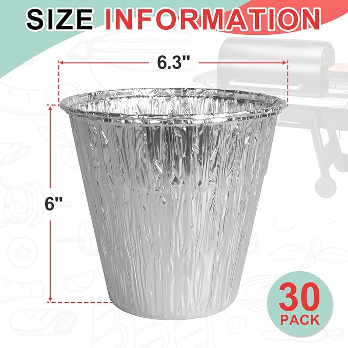30 Packs BAC608 Grease Bucket Liner for Traeger Timberline and Timberline XL Pellet Grills, Traeger Lronwood, Lronwood XL Disposable Grill Liner, Traeger Flatrock Accessories Drip Tray Liners