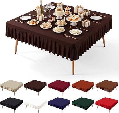 PARTISKY Chocolate Spandex Square Tablecloths 60x60 Inch, Wrinkle Free Fitted Card Table Cloth Stretch Square Table Cover for Kitchen Dinner, Holiday Party, Wedding Banquet, Display Trade Show