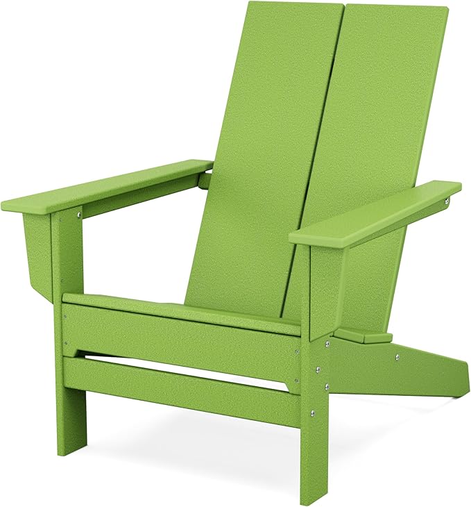 Polywood Contemporary Modern Oversized Adirondack Chair in Lime