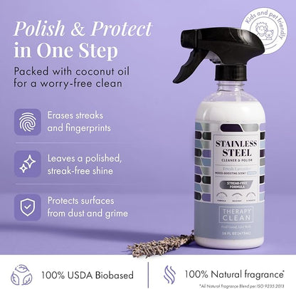 Therapy Stainless Steel Cleaner and Polish, Lavender Scent, Sink Cleaner (Pack of 3)