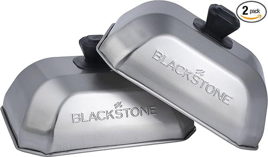 Blackstone 5207 Rectangle Basting Cover Small 2-Pack Griddle Accessories, Stainless Steel, Cheese Melting Dome and Steaming Cover, Best for Use on Flat Top Griddle Grill Cooking Indoor or Outdoor
