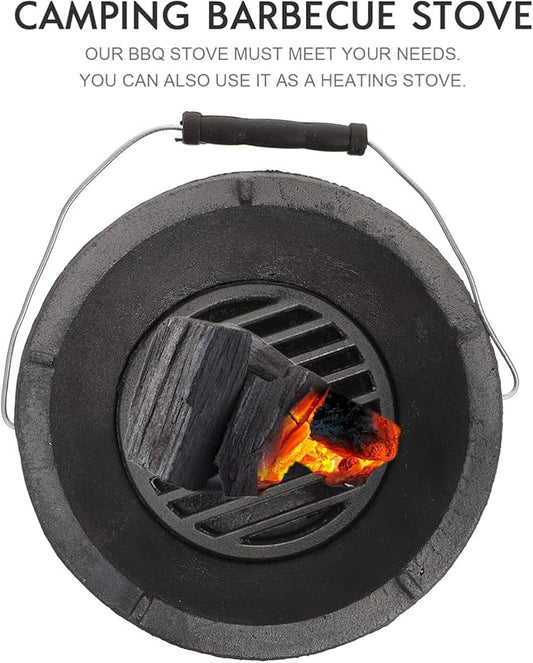 Cast Iron Charcoal Grill Japanese Tabletop BBQ Grill Mini Portable Hibachi Indoor Stove Camping Barbecue Tool BBQ Charcoal Stove 20cm
