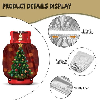 Xmas Tree Propane Tank Cover 20lb Weather Resistance Gas Tank Cylinder Cover for Outdoor Camping Yard Waterproof Grill Accessories Gift for Christmas