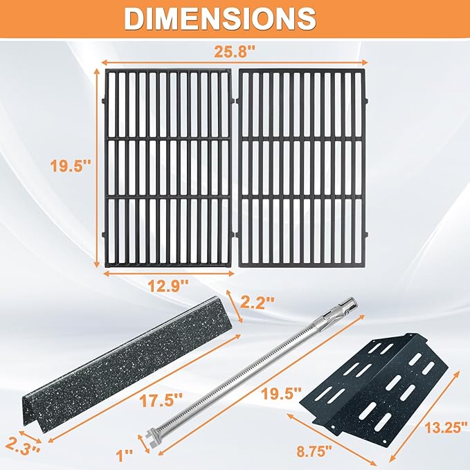 Genesis Grill Parts for Weber Genesis Replacement Weber Genesis 300 SER (w/Front Control Knobs),Webber Flavorizer Bars 62783, Grates 7524 &Heat Deflector 7622,Burner Tube 62752 Weber Grill Accessories