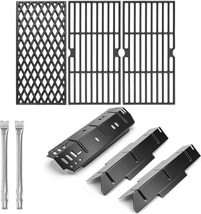 Utheer Grill Parts for Dyna-Glo DGF371CRP-D DGH373CRP-D 3 Burner Gas Grill, 15.4" Stainless Steel Burners, Cast Iron Grill Grates & Porcelain Steel Heat Plates, Heavy Duty Dyna-Glo Grill Accessories