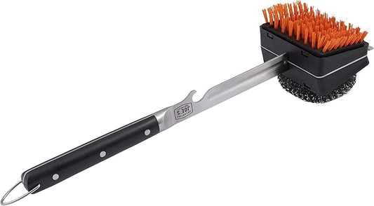 Oklahoma Joe's Blacksmith Combo Grill Brush with Replaceable Nylon and Steel Wool Heads - 1517365R06