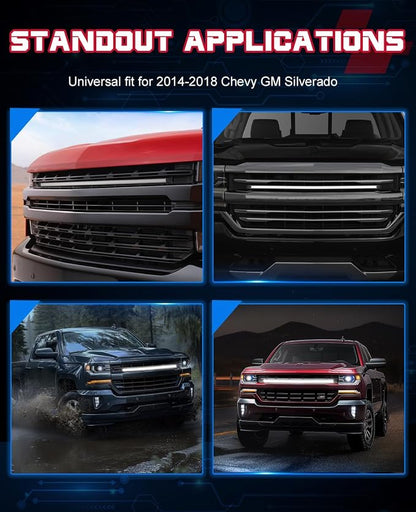 OFFROADTOWN LED Grill Lights for 2014-2018 Chevy Silverado 37 Inch Curved DRL LED Grille Accent Light Bar Kit Chevy Silverado 1500 Accessories Waterproof Front Warning Marker Light