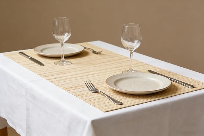 Dining Table Placemat, Heat-Resistant Place Mat Stain Resistant Anti-Skid Washable Bamboo Table Mat Placemat Kitchen Table mat… (Original Color)