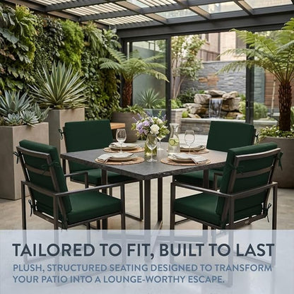 California Umbrella Outdoor Dining Chair, Set of 4 Patio Seat Cushions, 20 x 40 Inch, Premium Outdoor Memory Foam, Fade Resistant, Sunbrella Fabric, Fabric Ties, Forest Green