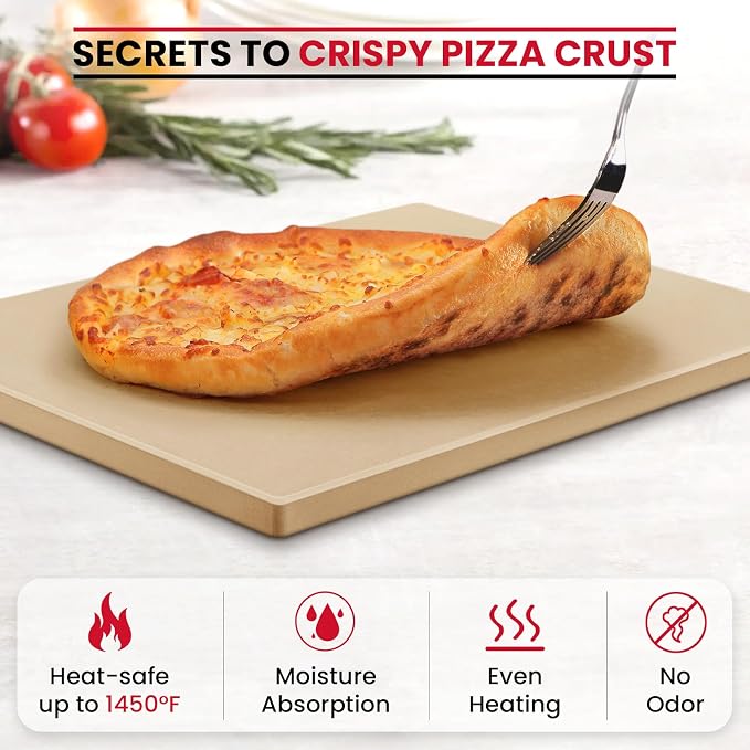 Unicook Pizza Stone, Heavy Duty Cordierite Pizza Pan for Oven and Grill, Thermal Shock Resistant Baking Stone for Bread, 15 X 12 Inch Rectangular, 6.8 lbs (Pack of 2)