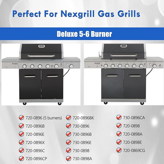 720-0896B Grill Grates for Nexgrill Replacement Parts 6 Burner 720-0896 720-0896X 730-0898 720-0896E 730-0896B 730-0896 730-0896E Deluxe Cast Iron Grids 17 Inch Cooking Grates BBQ Parts