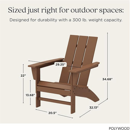 POLYWOOD Modern Adirondack Chair – All-Weather Outdoor Lawn Adirondack Chairs – HDPE, Fade-Resistant & Durable Outdoor Furniture – For Patio, Deck & Fire Pit Chairs – Teak Brown